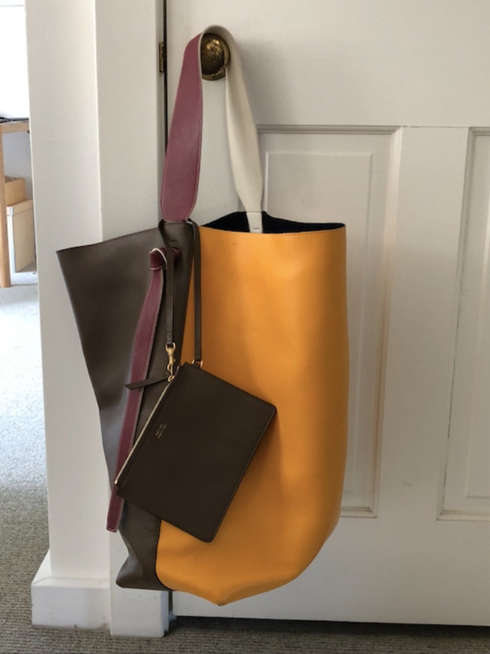 Celine Twisted Cabas oversized two tone leather bag